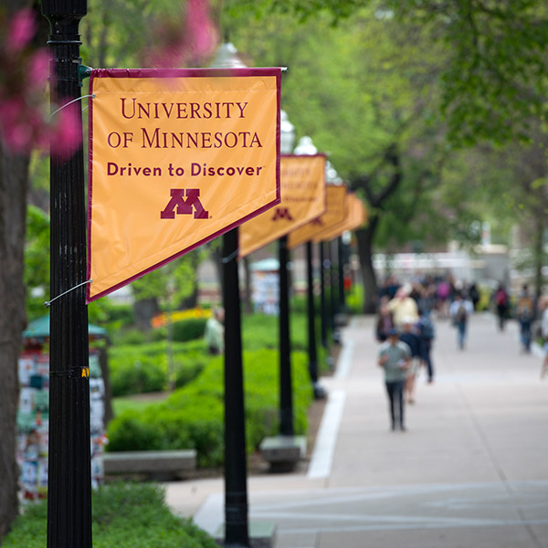 students walking along mall