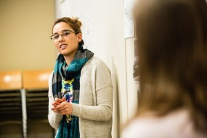 student talking in classroom
