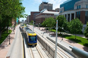 Brand - Progressive light rail by University of Minnesota campus