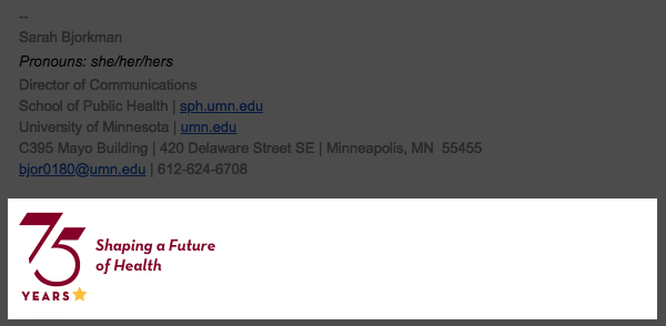 75th graphic email signature example