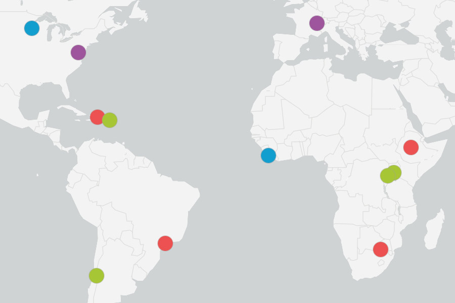 Global Health Work Group activities world map