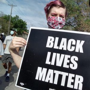 Keelia Silvis with BLM Sign