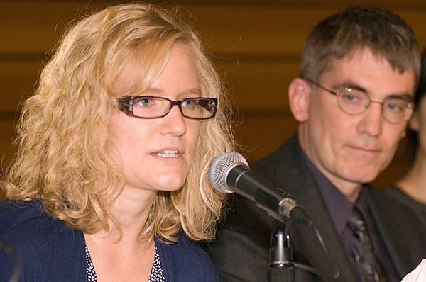 Fedorowicz particpates in a panel at mentor kick off breakfast Annie Fedorowicz