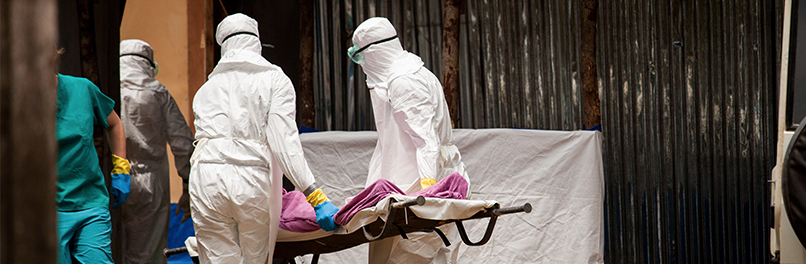 research-banner-infectious people carrying body on stretcher
