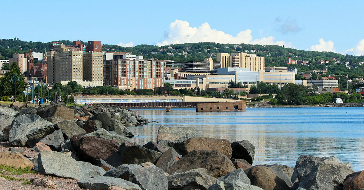 A view of Duluth Harbor from Lake Superior.