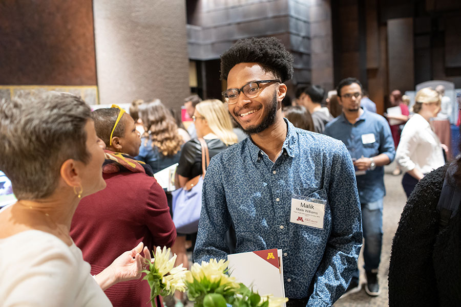 student at orientation