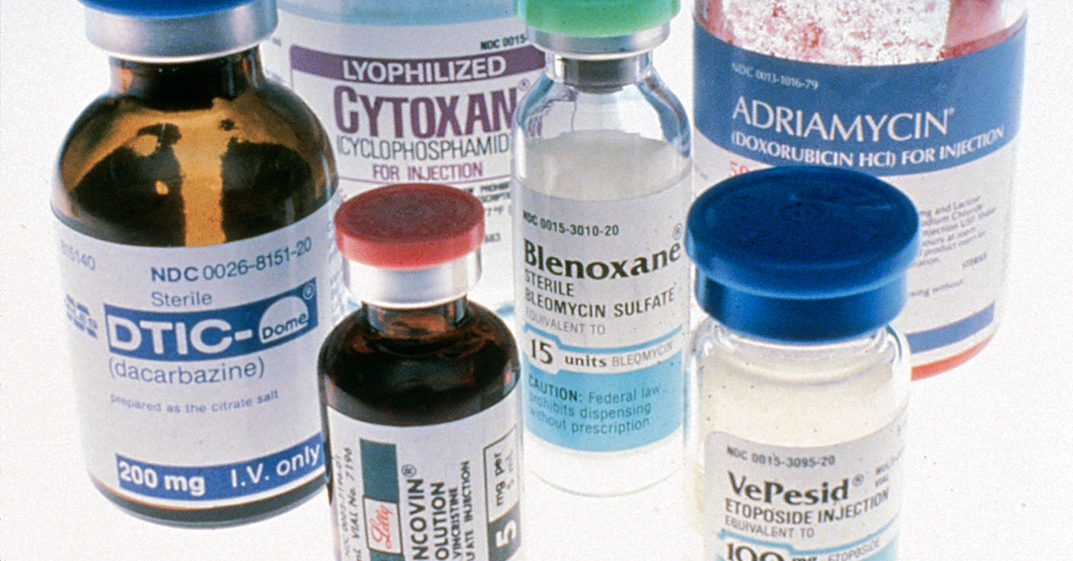 Various chemotherapy drug bottles