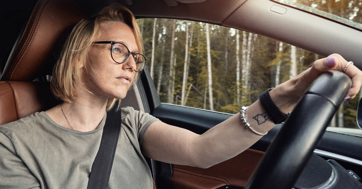 A woman driving her car