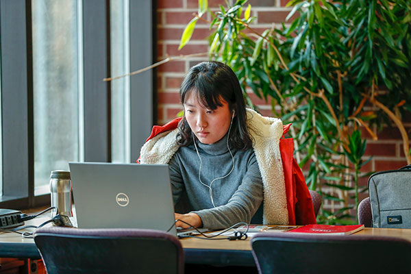 woman studying