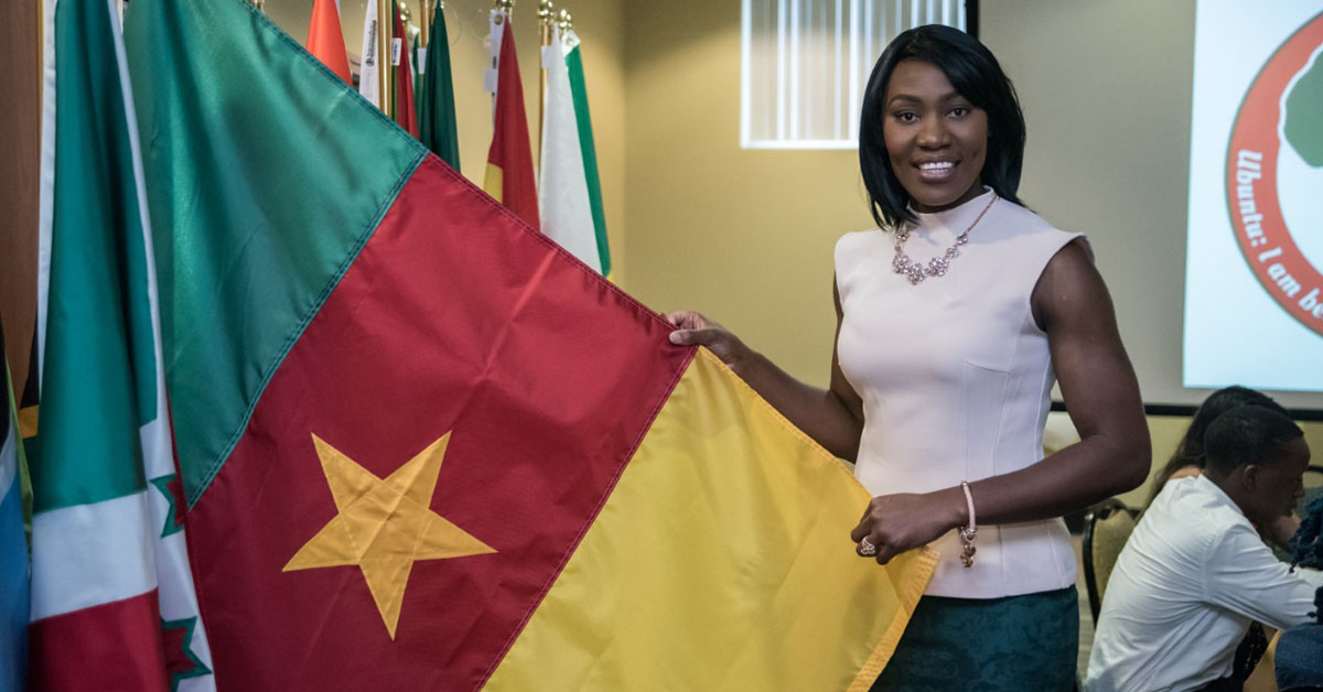 Angela Botiba with Cameroon Flag