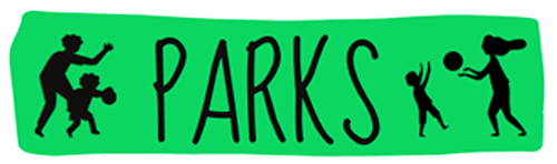 parks study logo - drawing of a family playing at a park