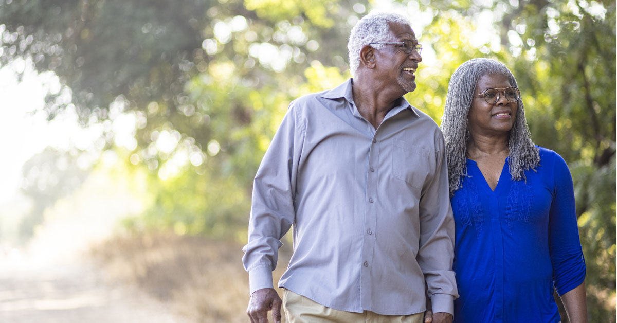 two older people walking