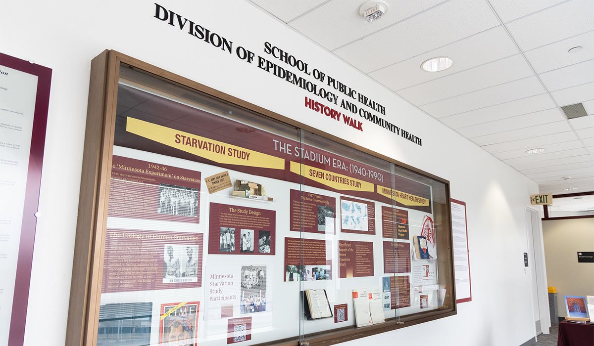 History Walk display case located at West Bank Office Building