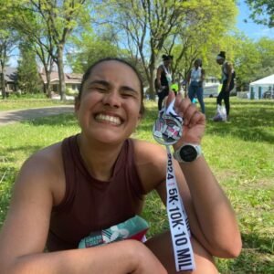 Zidane after finishing the Women Run the Cities 10 mile race