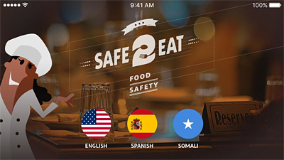 A draft screenshot of the Safe 2 Eat app being developed by Craig Hedberg and Farhiya Farah.