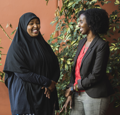 Amina Aden and Amira Adawe talking